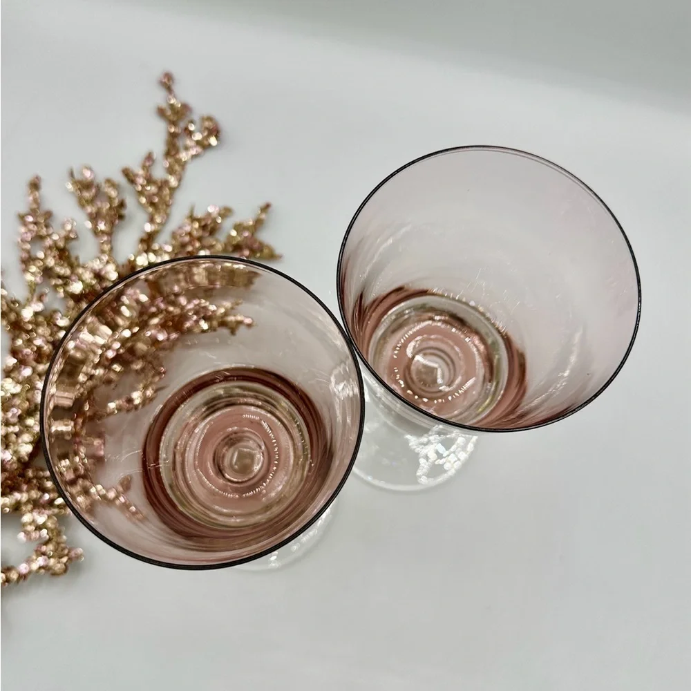 2 Crate & Barrel Amethyst Glasses. Bit of Pink and Purple Tones
